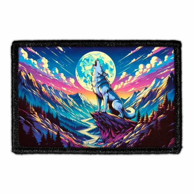 Pull Patch Mountain Wolf Howling Moon patch velcro