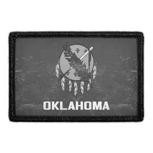 Pull Patch Oklahoma State Flag Black White Distressed patch velcro