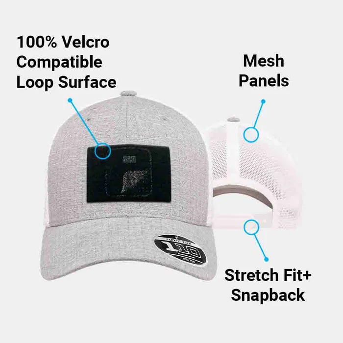 Pull Patch Trucker Curved Bill Flexfit Snapback kasket silver hvid