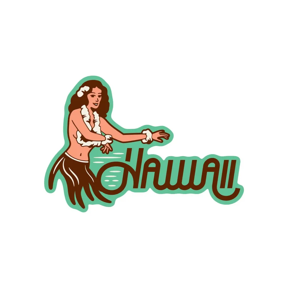 Vagabond Heart Hawaii Hula Girl klistermærke mat