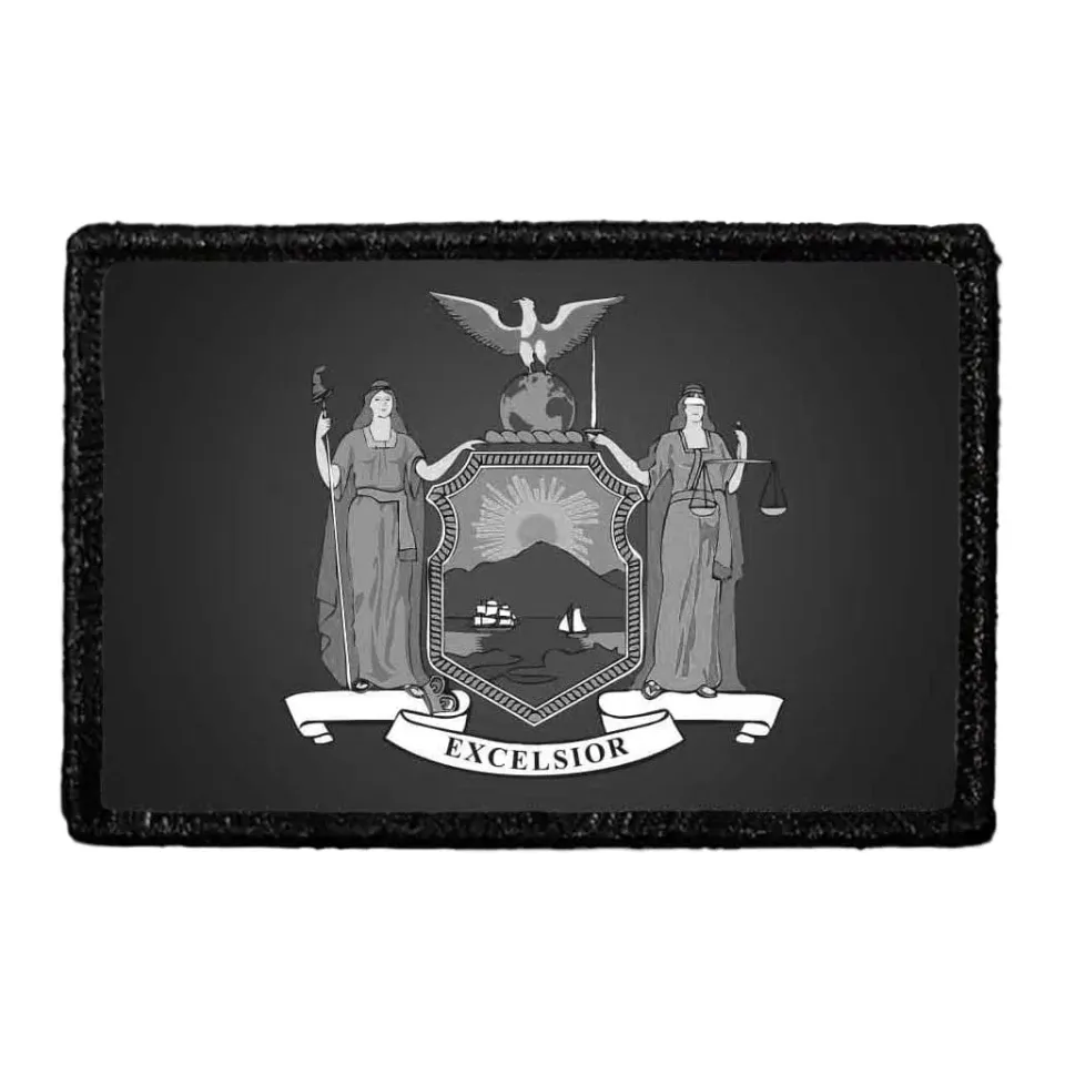 Pull Patch New York Flag patch sort-hvid velcro