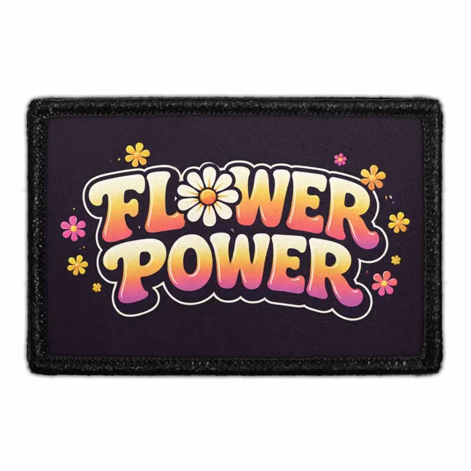 Pull Patch Flower Power patch med velcro 76x51 mm