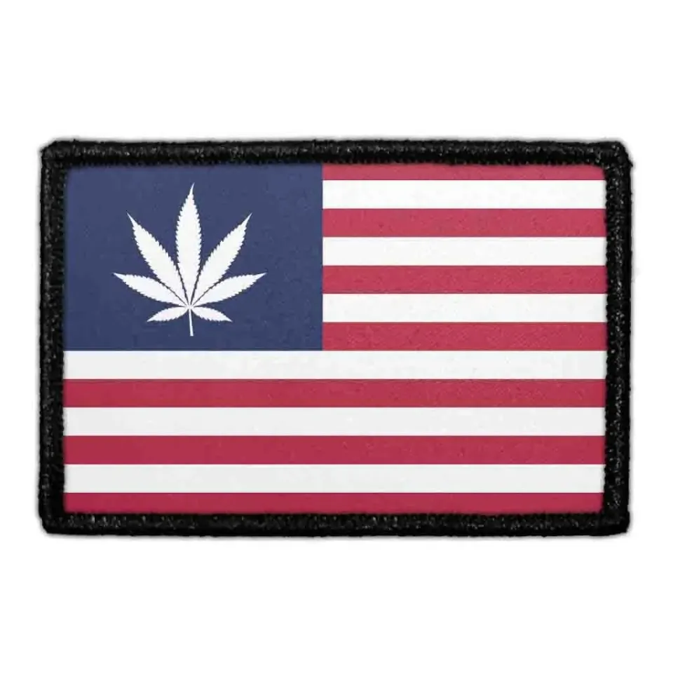 Pull Patch US Flag Marijuana patch velcro 76x51 mm