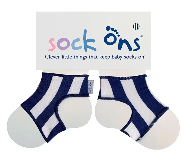 Sock Ons Navy Stripe strømpeholder 6-12 mdr
