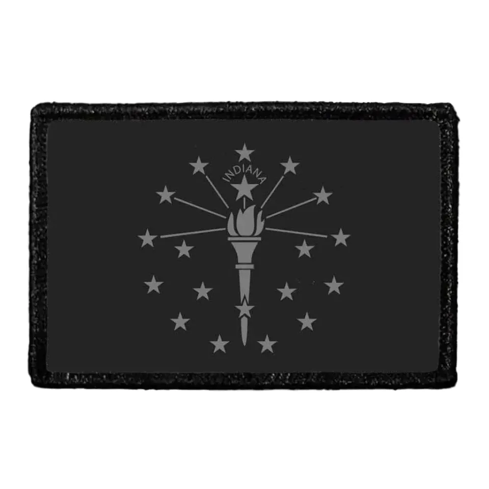 Pull Patch Indiana State Flag patch sort-hvid velcro