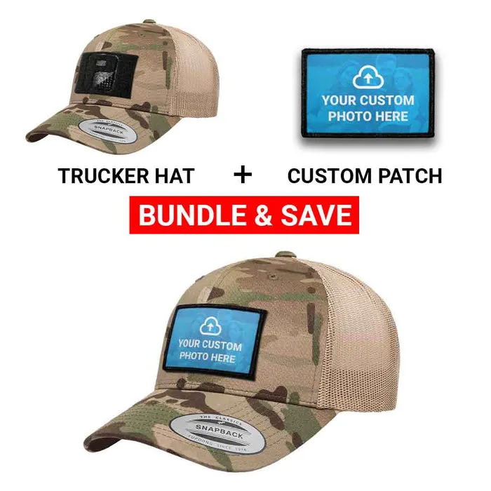 Pull Patch Custom Photo trucker hat bundle camo
