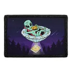 Pull Patch Alien Eating Pizza patch med velcro