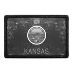 Pull Patch Kansas State Flag patch med velcro sort-hvid