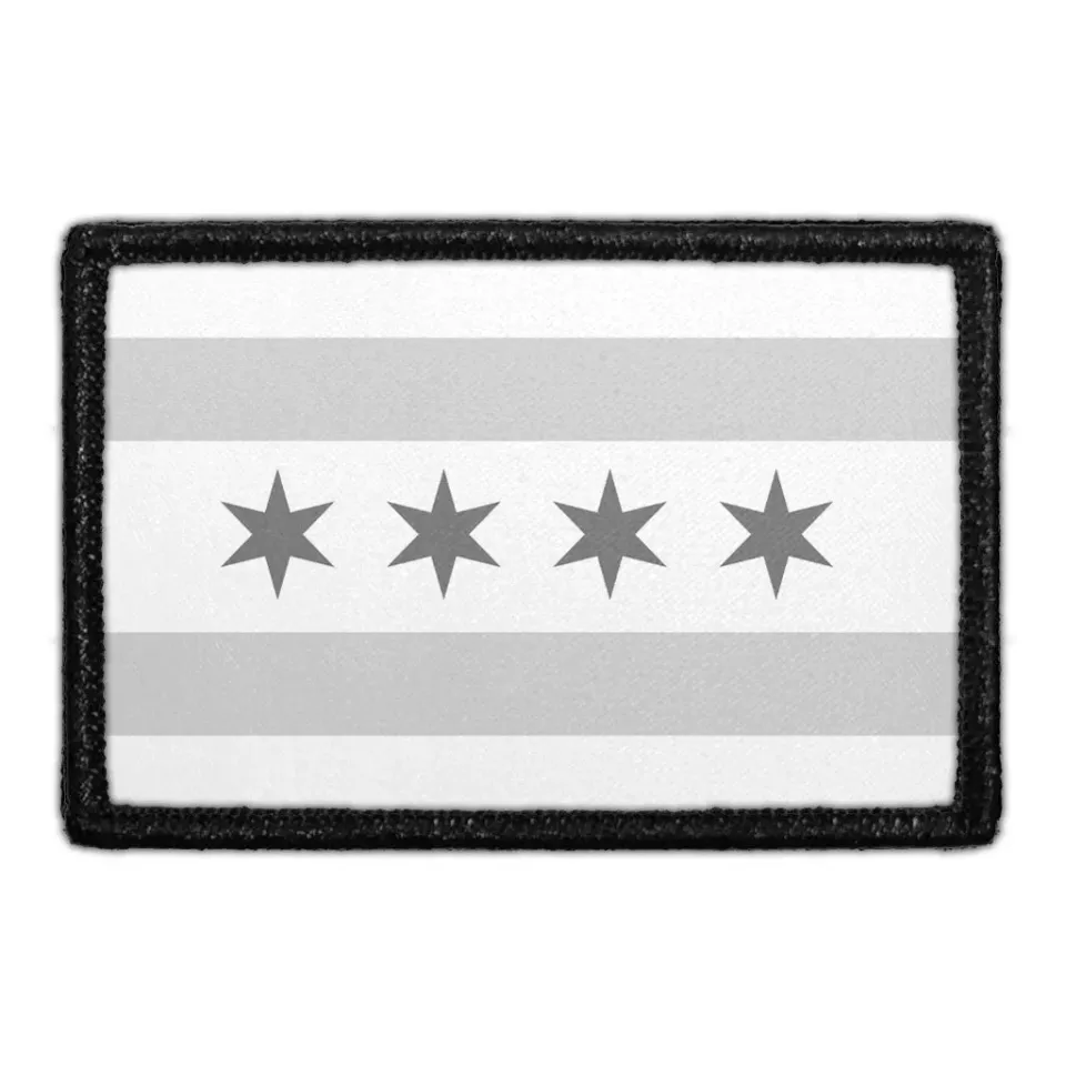 Pull Patch Chicago City Flag patch sort-hvid 76x51