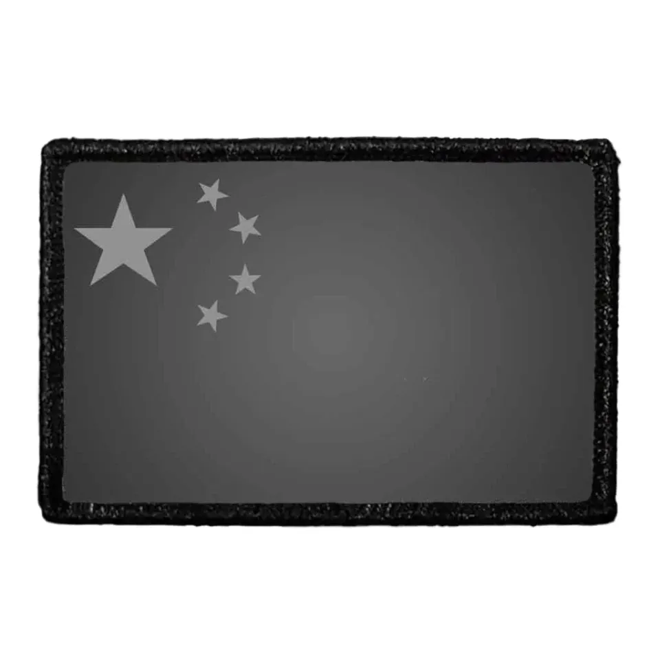 Pull Patch China Flag patch sort hvid velcro