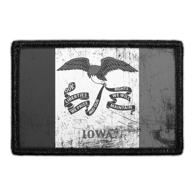 Pull Patch Iowa State Flag patch sort-hvid slidt