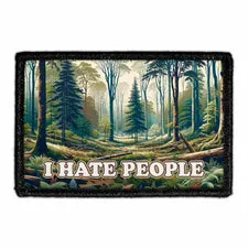 Pull Patch I Hate People Forest patch med velcro grøn