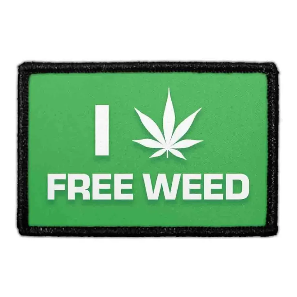 Pull Patch I Love Free Weed patch velcro grøn tekst