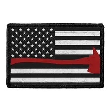 Pull Patch American Flag Firefighter Axe patch sort hvid