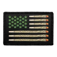 Pull Patch US Flag Marijuana Joints patch 3x2 velcro