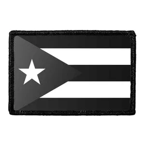 Pull Patch Cuba Flag patch sort/hvid velcro 1 stk