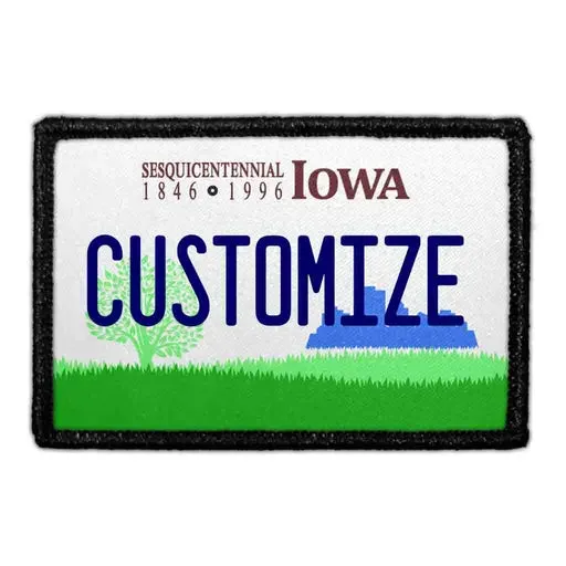 Pull Patch Iowa License Plate patch med egen tekst