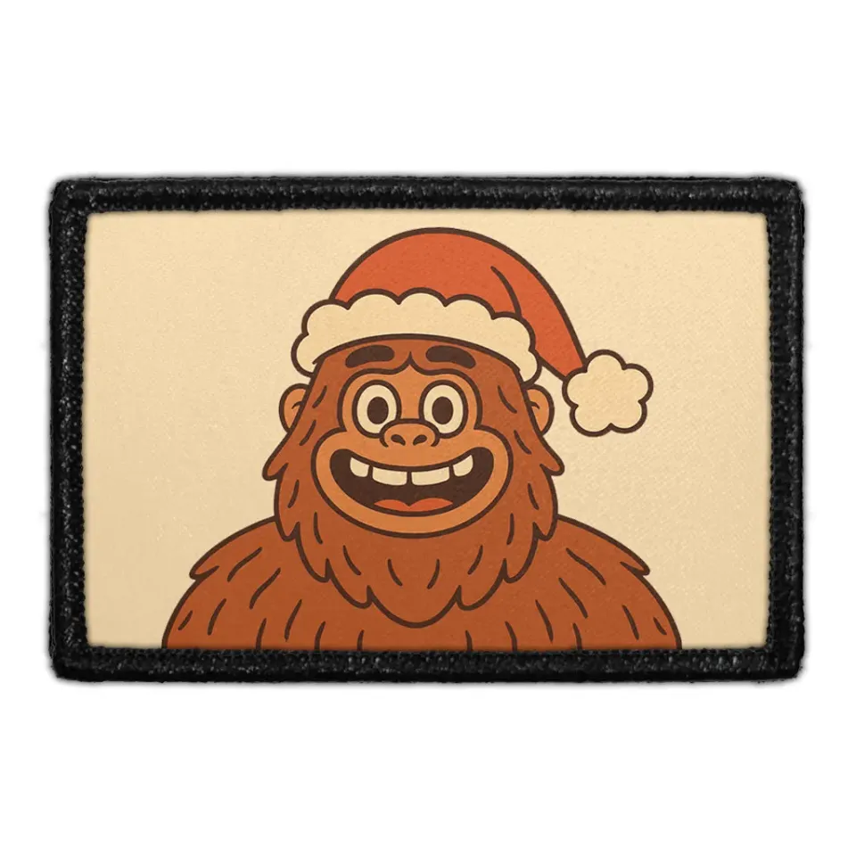 Pull Patch Bigfoot With Santa Hat patch 3x2 velcro jul