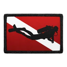 Pull Patch Diver Down Flag With Diver patch velcro