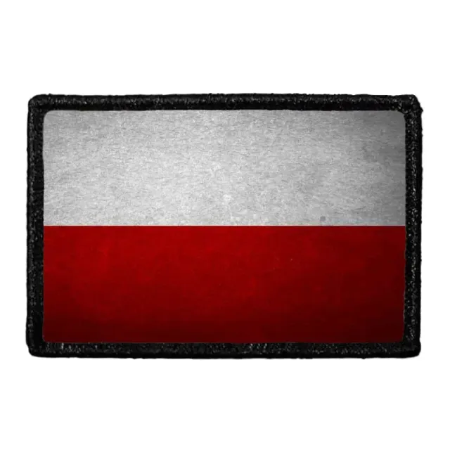 Pull Patch Poland Flag Color Distressed patch velcro
