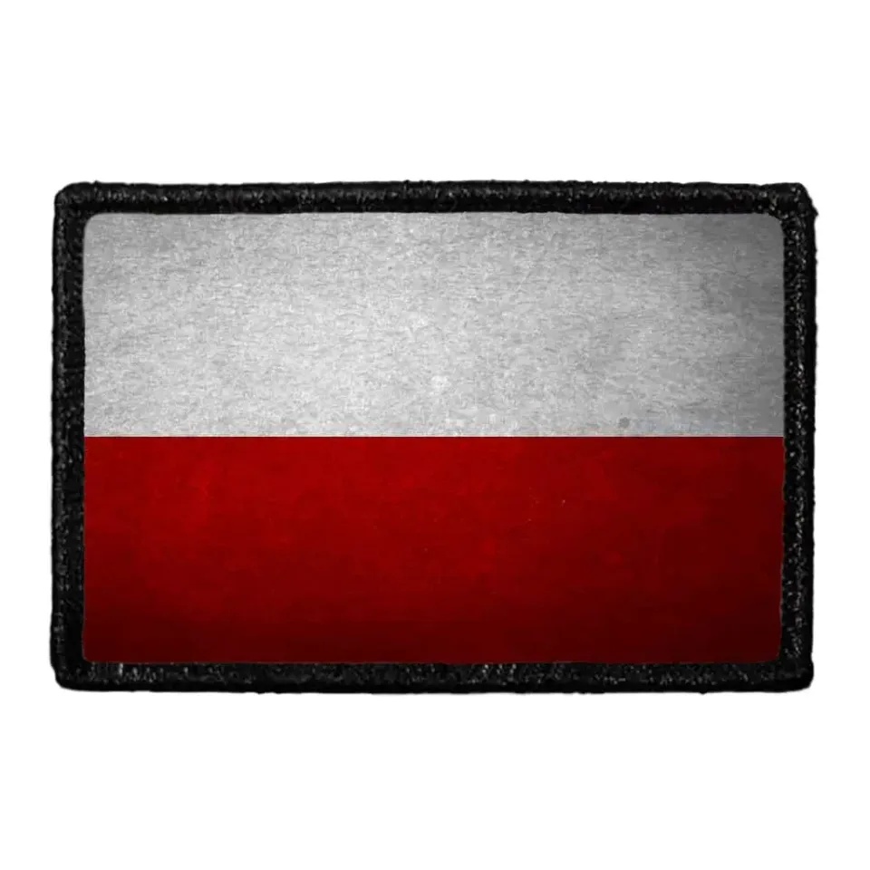Pull Patch Poland Flag Color Distressed patch velcro
