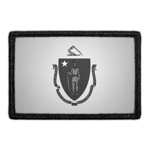 Pull Patch Massachusetts State Flag Black White patch