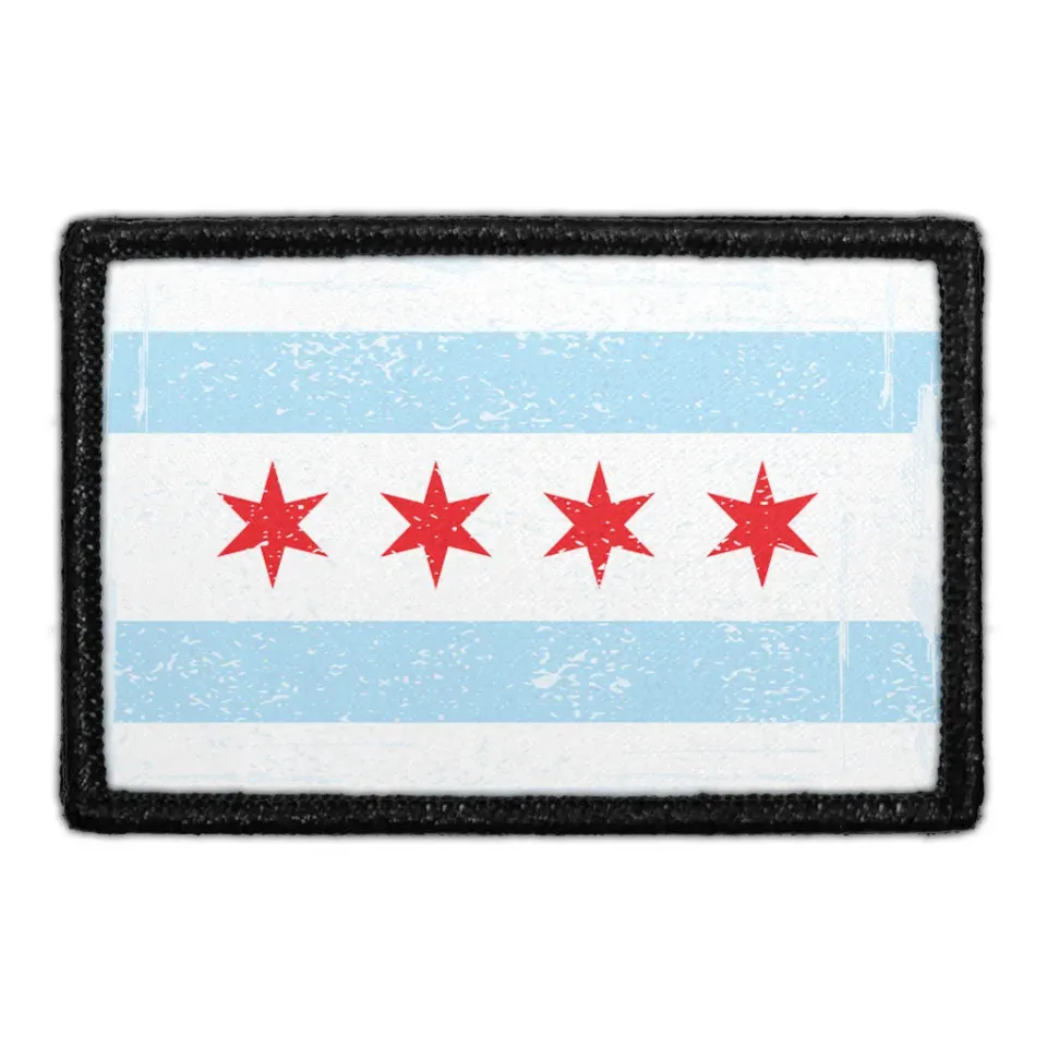 Pull Patch Chicago City Flag patch farve distressed velcro
