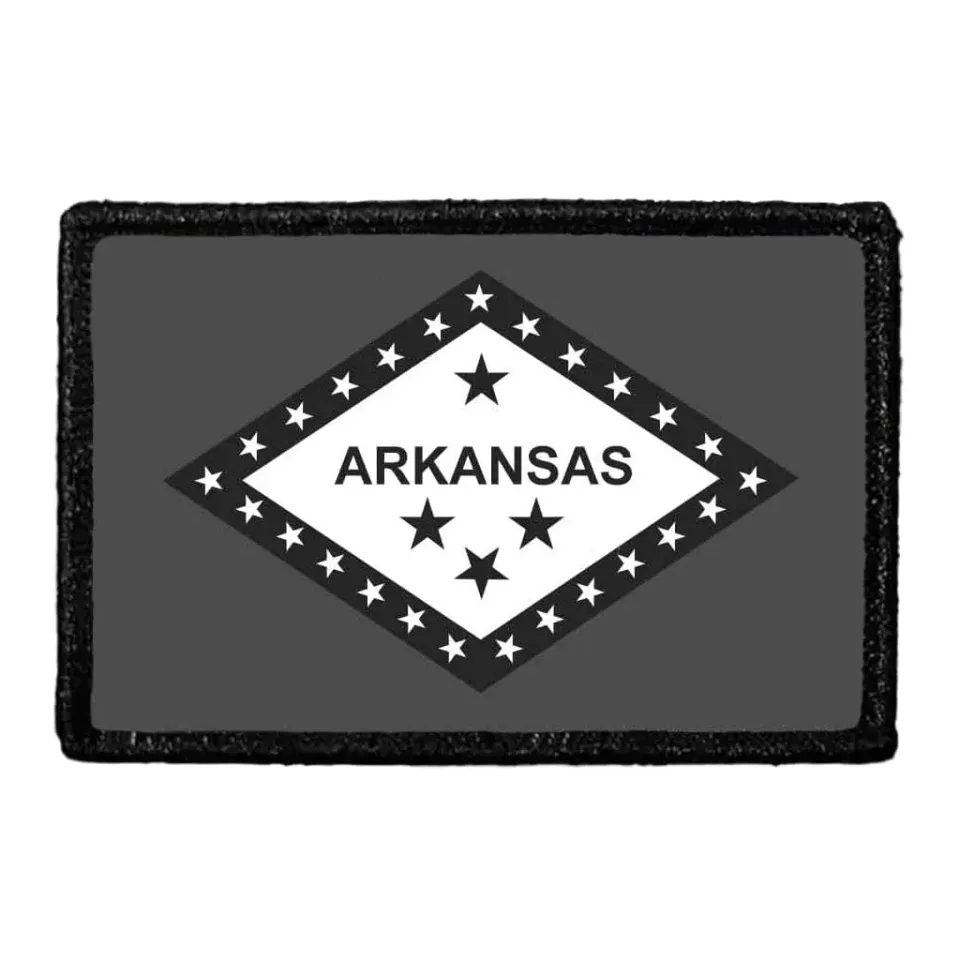 Pull Patch Arkansas State Flag patch sort hvid velcro