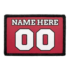 Pull Patch Customizable Jersey patch rød sort hvid 7,6x5 cm