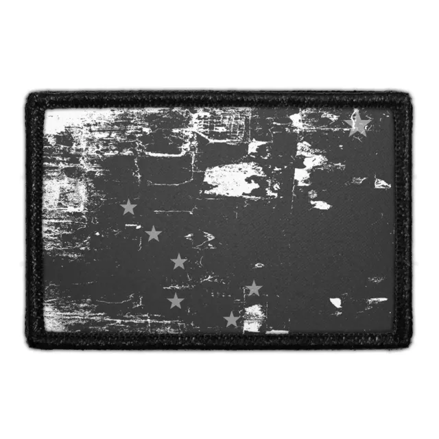 Pull Patch Alaska State Flag velcro patch sort hvid distressed