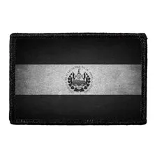Pull Patch El Salvador Flag patch sort hvid distressed med velcro