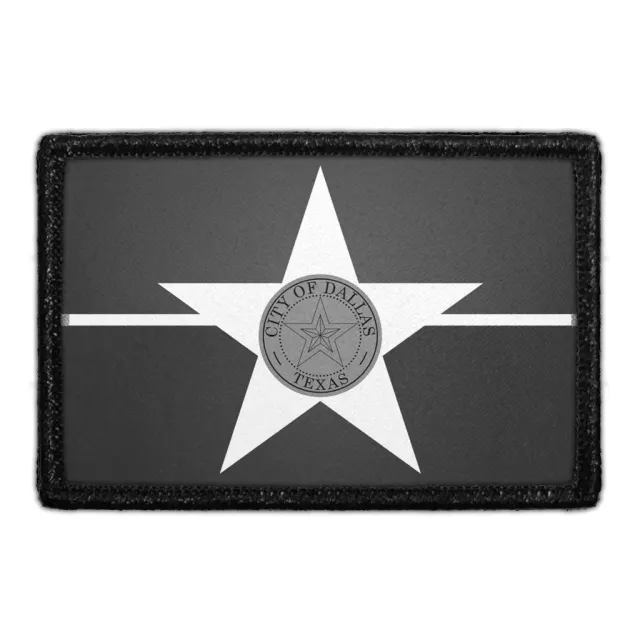Pull Patch Dallas City Flag patch sort-hvid velcro