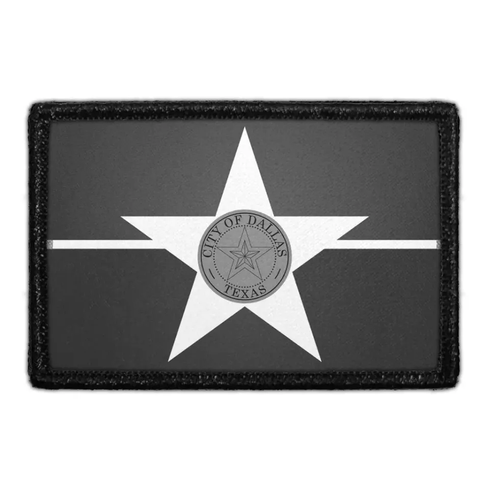 Pull Patch Dallas City Flag patch sort-hvid velcro