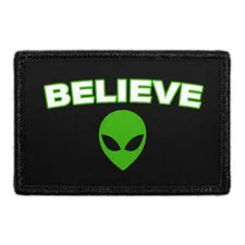 Pull Patch Alien Head Believe patch med velcro