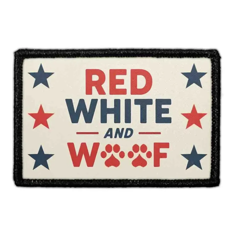 Pull Patch Red White And Woof patch med velcro