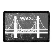 Pull Patch Waco City Flag patch sort-hvid distressed velcro