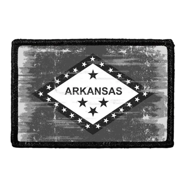 Pull Patch Arkansas State Flag patch sort-hvid velcro