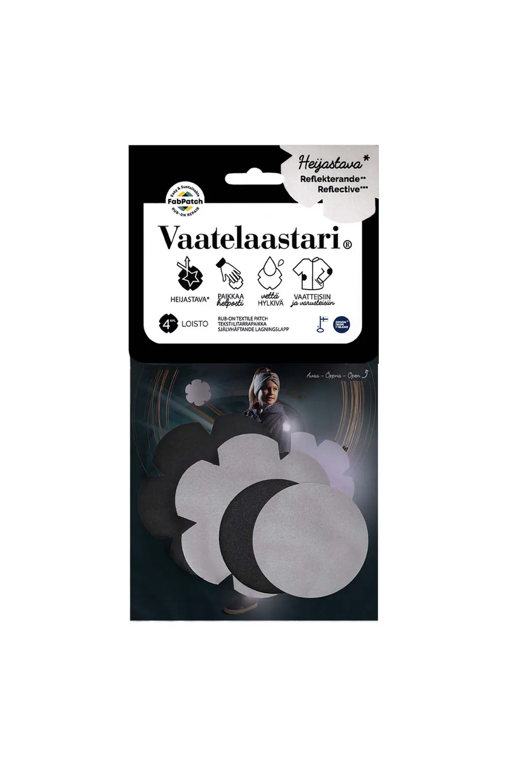 FabPatch LOISTO reflekslapper sort 4 stk
