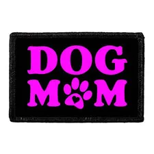 Pull Patch Dog Mom Pink And Black patch med velcro lyserød