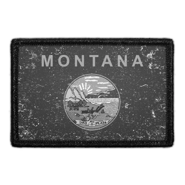 Pull Patch Montana State Flag patch sort hvid slidt
