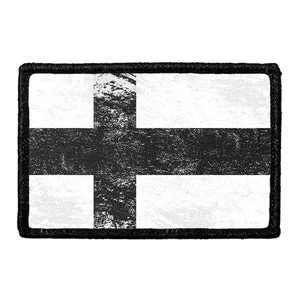 Pull Patch Finland Flag Black and White Distressed patch