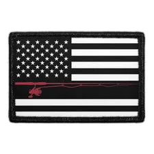 Pull Patch US Flag Fishing Black and White patch velcro