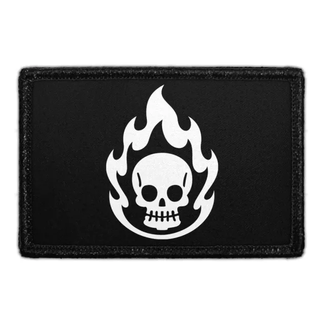 Pull Patch Skull On Fire patch med velcro – flammer