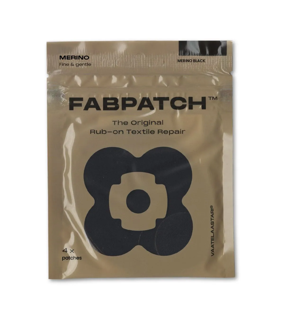 FabPatch Merino Black lapper sort 4-pak uld