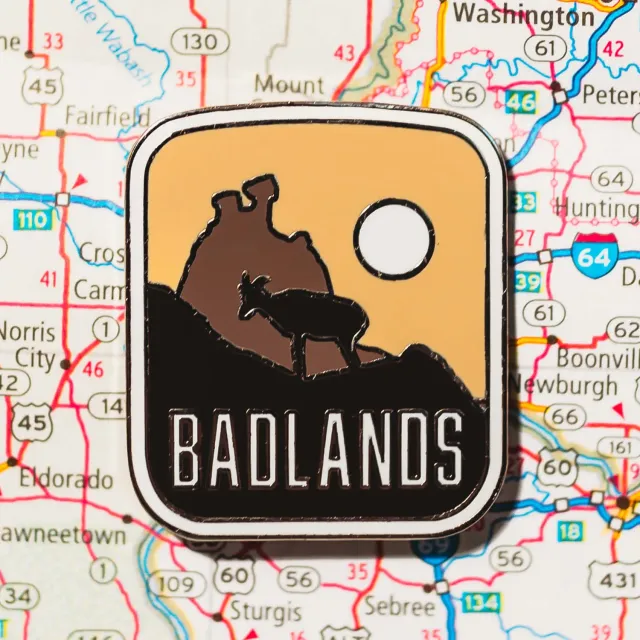 Vagabond Heart Badlands emalje pin 32 mm nationalpark