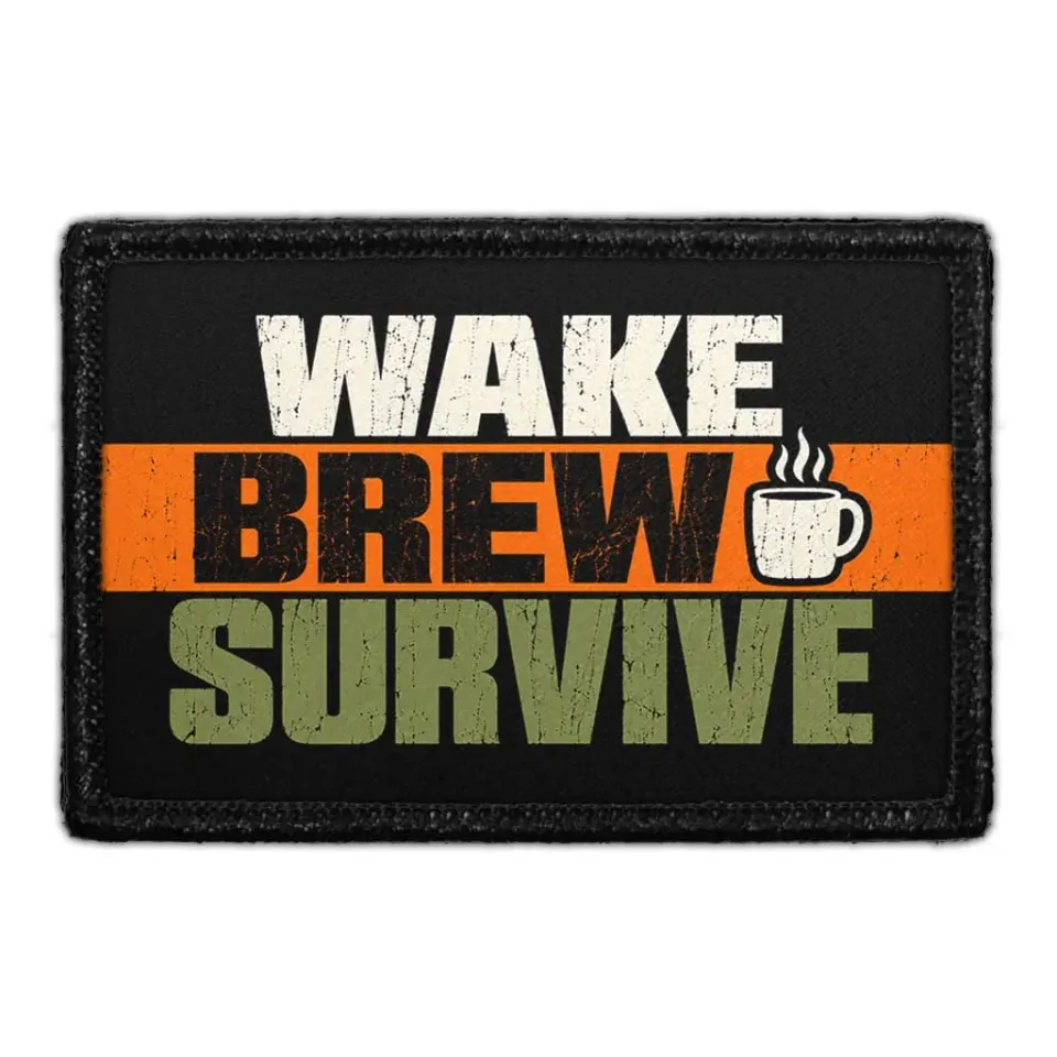 Pull Patch Wake Brew Survive patch med velcro 3x2 kaffe