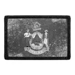 Pull Patch Maine State Flag patch sort-hvid distressed velcro