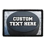 Pull Patch Custom ishockey puck patch med egen tekst 76mm