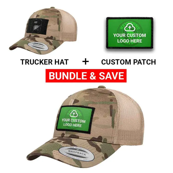 Pull Patch Custom Logo Multicam truckerhat camo bundle