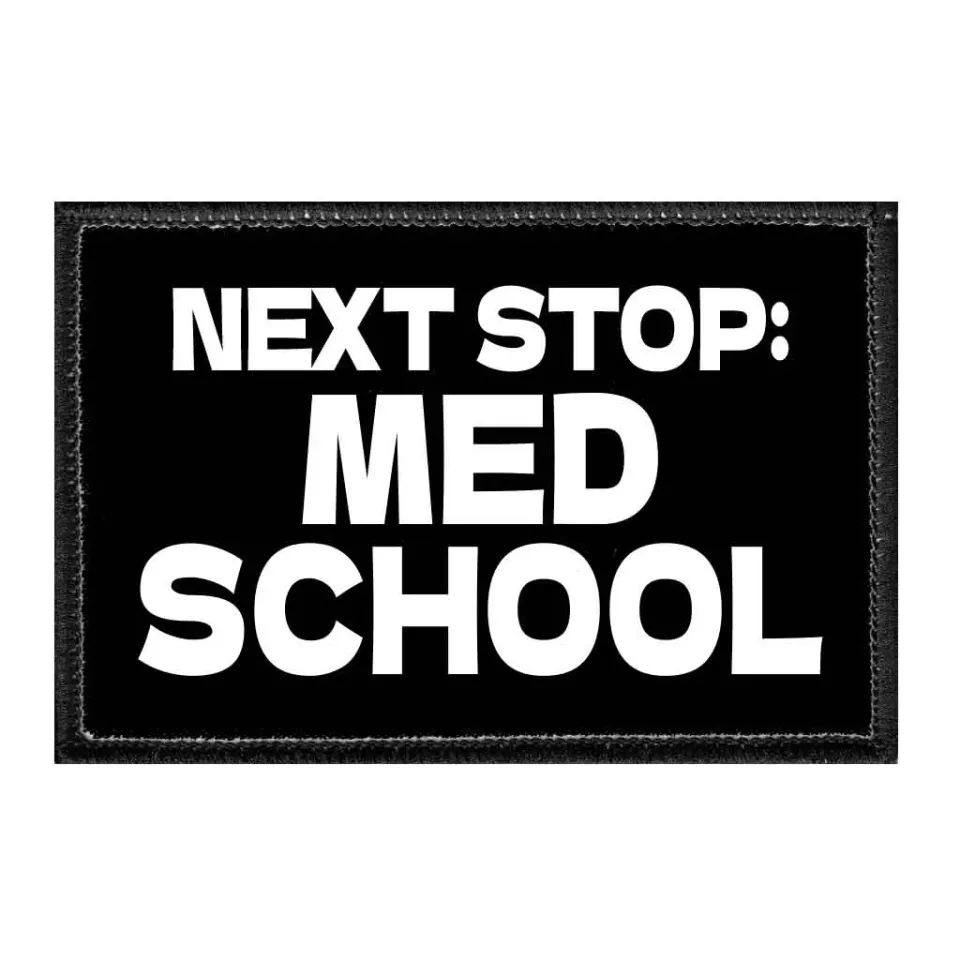 Pull Patch Next Stop Med School patch 3x2 hvid